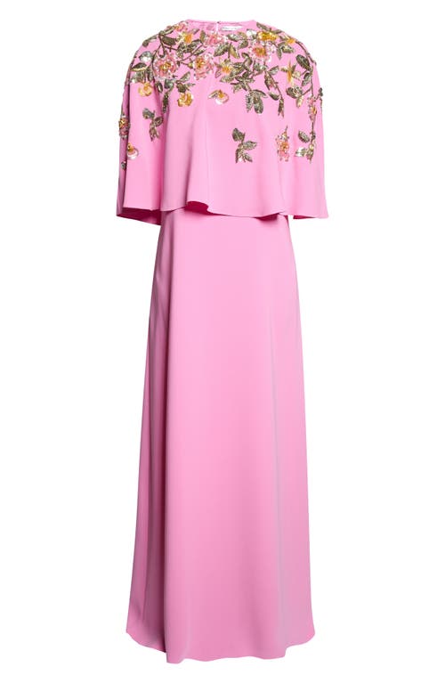 Oscar de la Renta Oscar de la Renta Beaded Mixed Botanical Embroidered Stretch Silk Georgette Dress