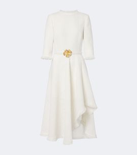 Oscar de la Renta Oscar de la Renta Belted fringed bouclÃ© midi dress