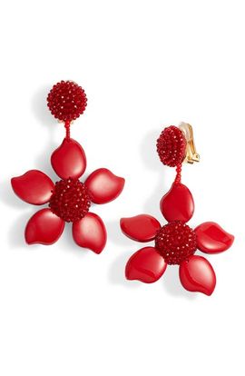 Oscar de la Renta Oscar de la Renta Bold Enamel Flower Drop Earrings