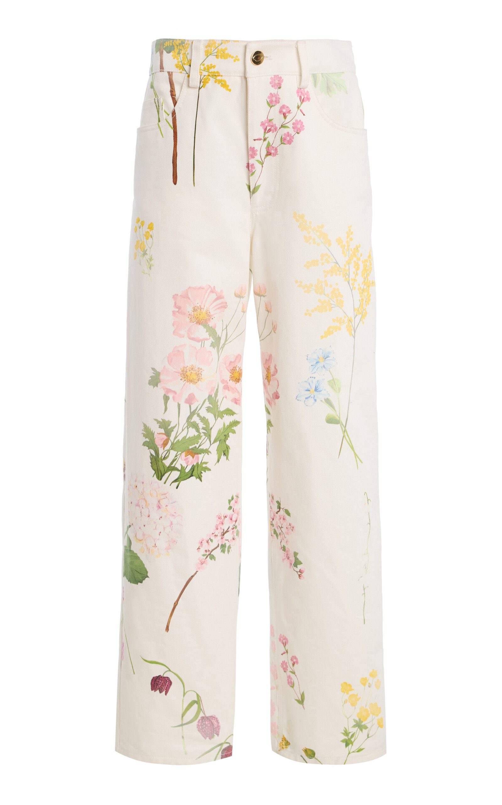 Oscar de la Renta Oscar de la Renta Botanical CottonDenim StraightLeg Pants