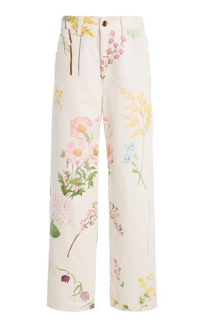 Oscar de la Renta Oscar de la Renta Botanical CottonDenim StraightLeg Pants