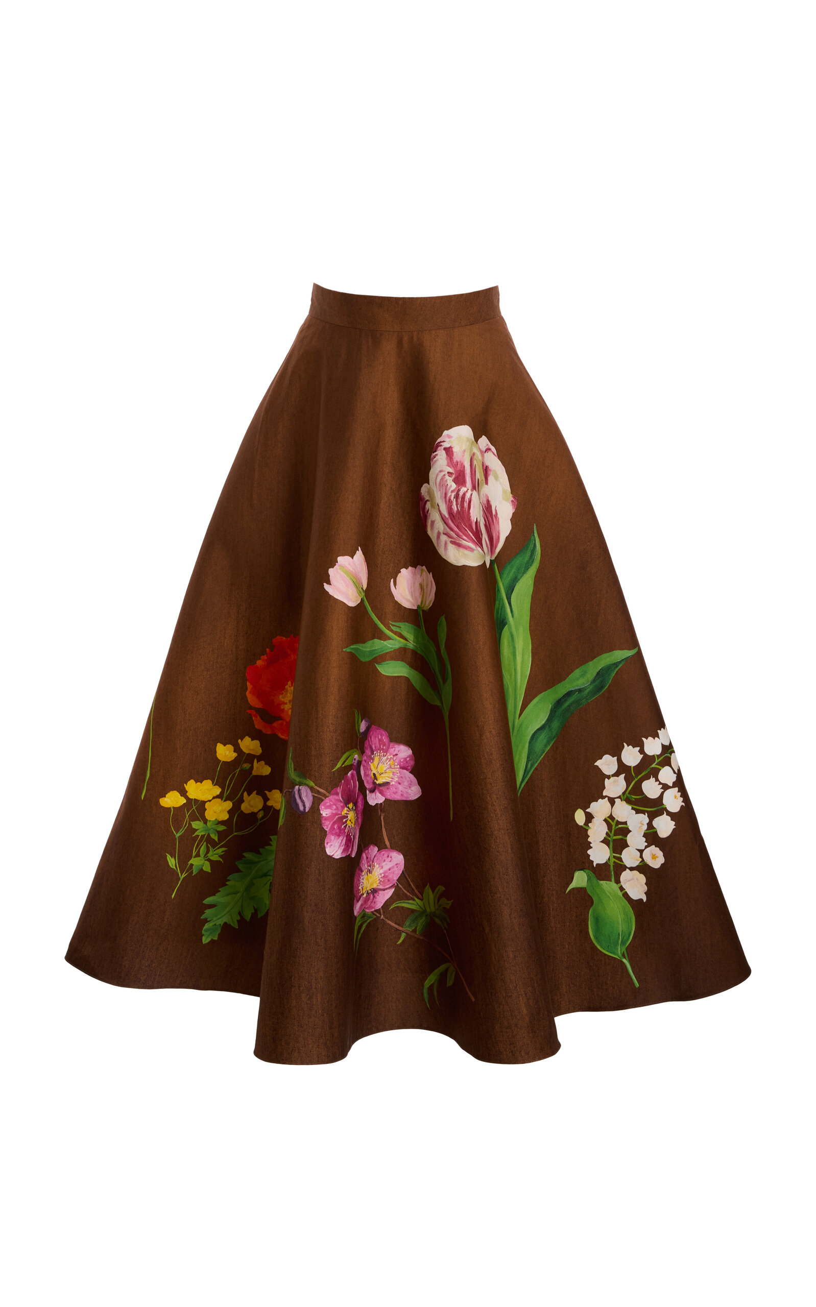 Oscar de la Renta Oscar de la Renta Botanical StretchCotton Midi Circle Skirt