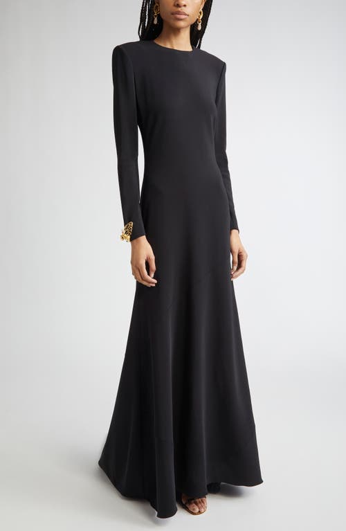 Oscar de la Renta Oscar de la Renta Butterfly Detail Long Sleeve Open Back Gown