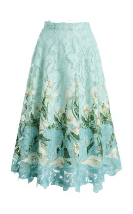 Oscar de la Renta Oscar de la Renta Cala Lily Guipure Lace Midi Skirt