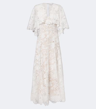 Oscar de la Renta Oscar de la Renta Caped floral guipure lace gown