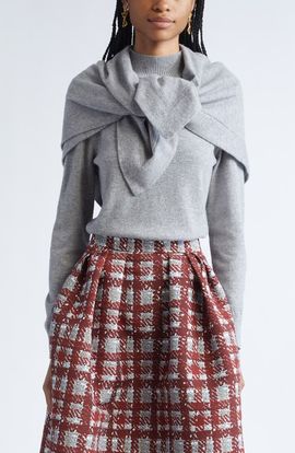 Oscar de la Renta Oscar de la Renta Cashmere Sweater with Removable Scarf