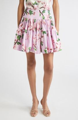 Oscar de la Renta Oscar de la Renta Cherry Blossom Poplin Miniskirt