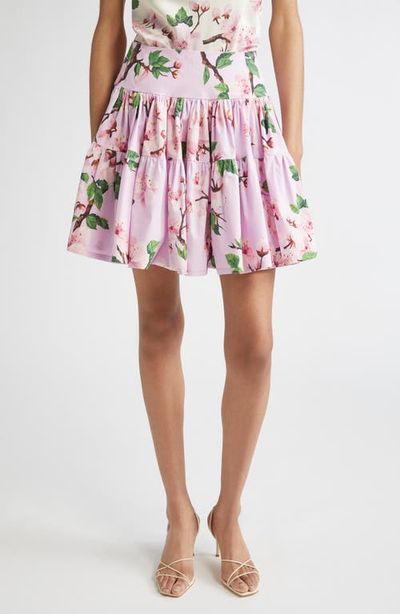 Oscar de la Renta Oscar de la Renta Cherry Blossom Poplin Miniskirt