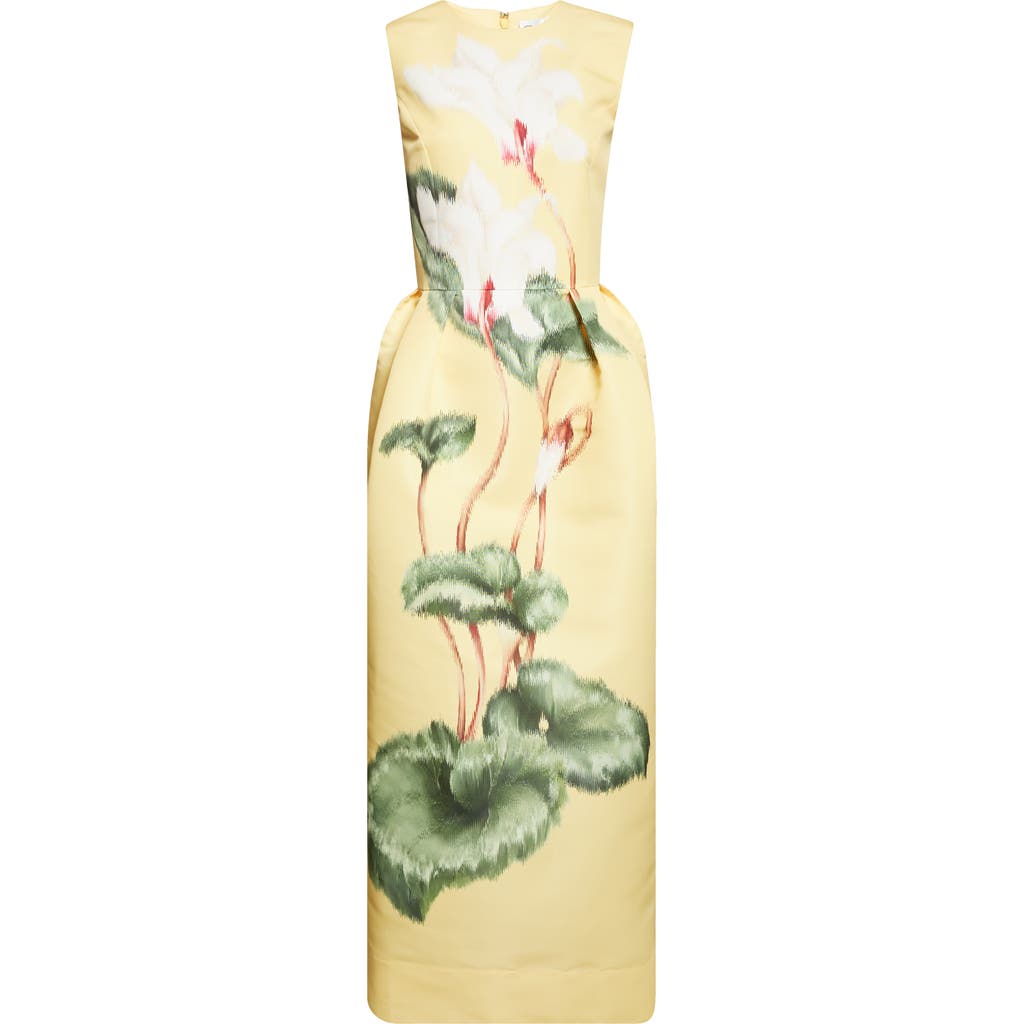 Oscar de la Renta Oscar de la Renta Chiné Cyclament Sleeveless Stretch Faille Dress