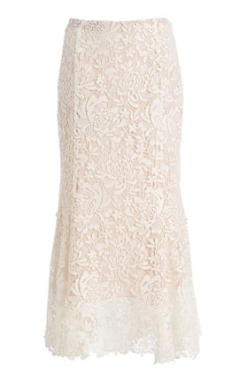 Oscar de la Renta Oscar de la Renta Chrysanthemum Guipure Midi Skirt
