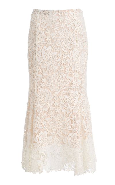 Oscar de la Renta Oscar de la Renta Chrysanthemum Guipure Midi Skirt