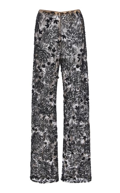 Oscar de la Renta Oscar de la Renta Chrysanthemum Lace StraightLeg Pants
