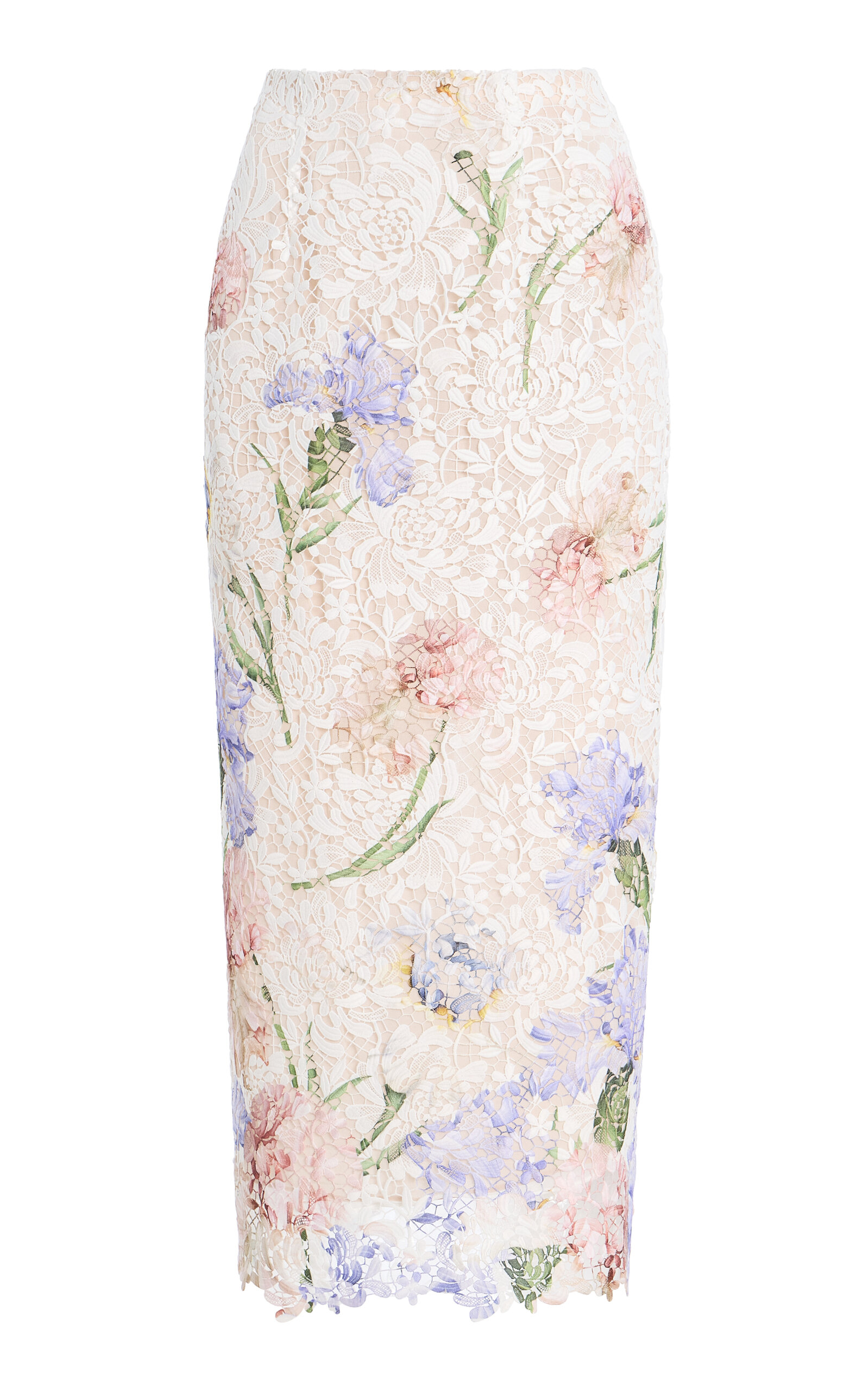 Oscar de la Renta Oscar de la Renta DegradéPrinted Lace Midi Skirt