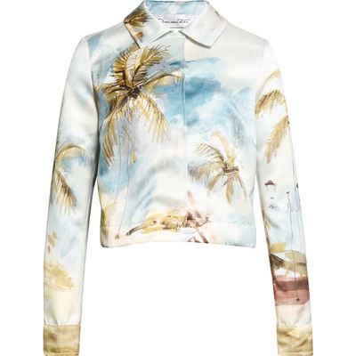 Oscar de la Renta Oscar de la Renta Dominican Landscape Crop Satin Jacket