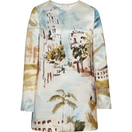 Oscar de la Renta Oscar de la Renta Dominican Landscape Long Sleeve Minidress