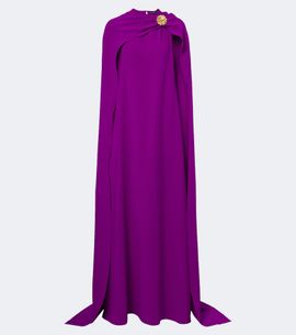 Oscar de la Renta Oscar de la Renta Embellished caped silk-blend georgette gown