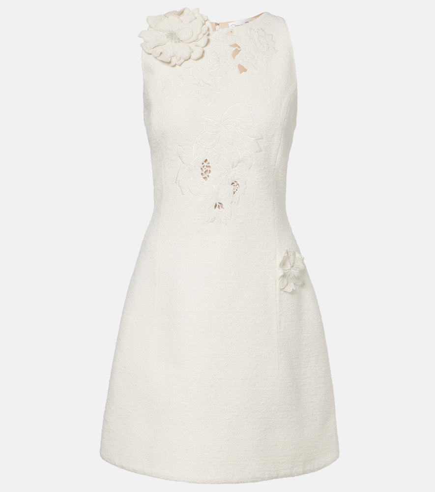 Oscar de la Renta Oscar de la Renta Embroidered cotton-blend tweed minidress