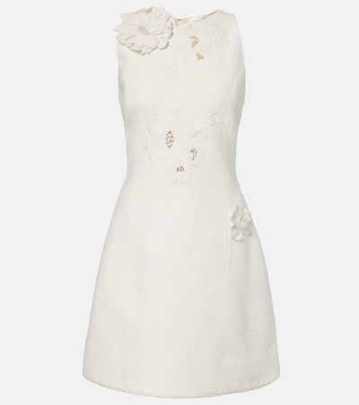 Oscar de la Renta Oscar de la Renta Embroidered cotton-blend tweed minidress