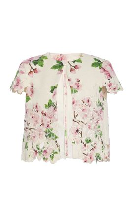 Oscar de la Renta Oscar de la Renta Embroidered Tweed Jacket Ivory