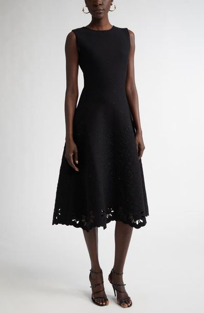 Oscar de la Renta Oscar de la Renta Eyelet Jacquard A-Line Dress