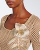 Oscar de la Renta Oscar de la Renta Floral-appliqué open-knit midi dress - 3