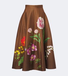 Oscar de la Renta Oscar de la Renta Floral cotton-blend midi skirt