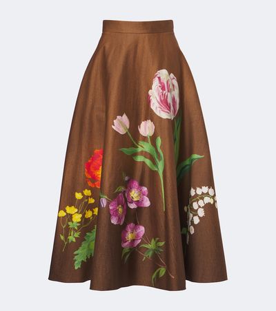 Oscar de la Renta Oscar de la Renta Floral cotton-blend midi skirt