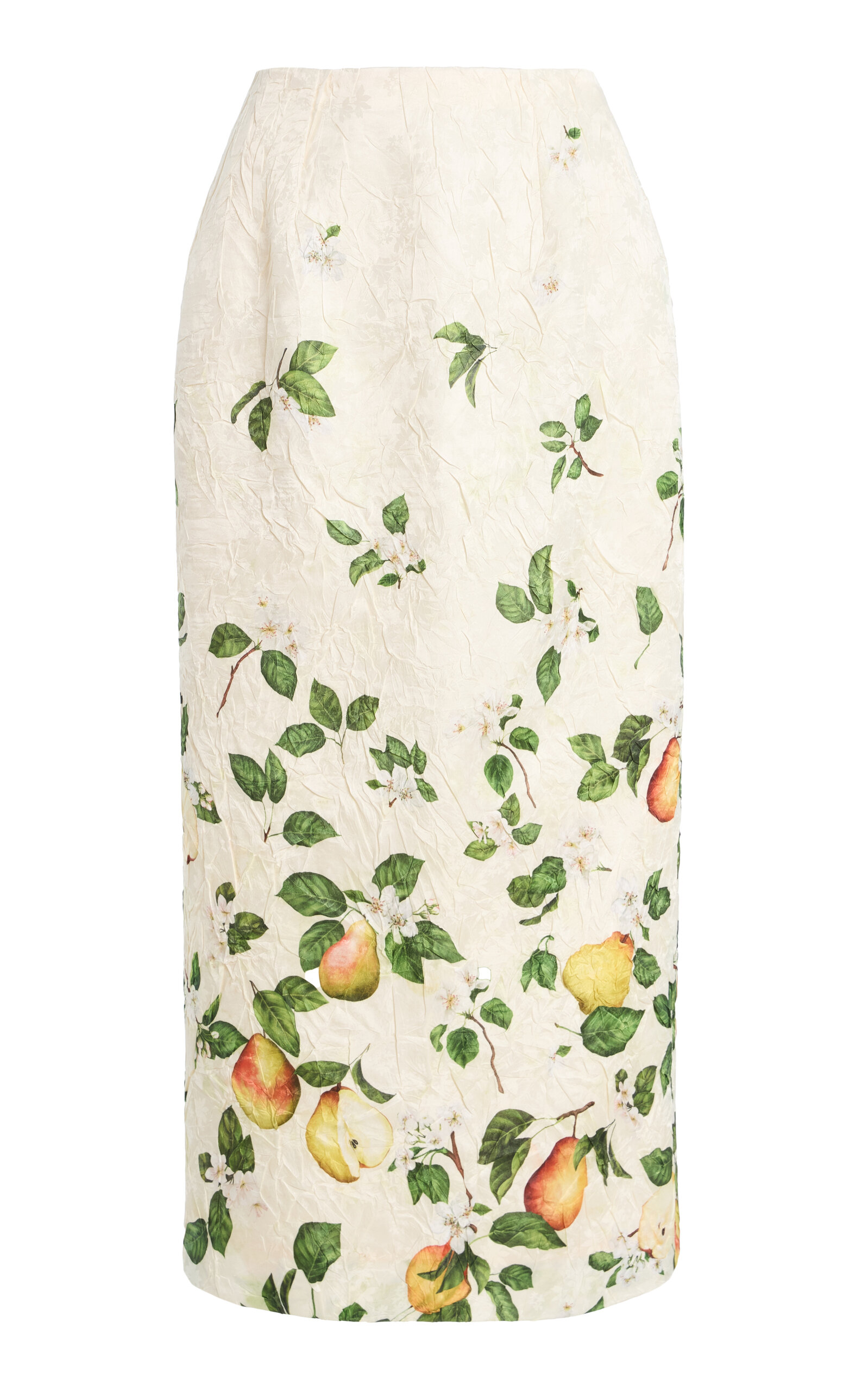 Oscar de la Renta Oscar de la Renta Floral Degradé Crushed Satin Midi Skirt