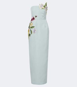Oscar de la Renta Oscar de la Renta Floral embroidered silk bustier gown