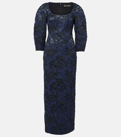 Oscar de la Renta Oscar de la Renta Floral metallic-effect jacquard gown