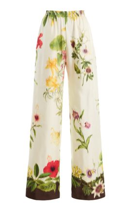 Oscar de la Renta Oscar de la Renta Floral SilkTwill StraightLeg Pants