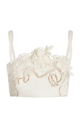 Oscar de la Renta Oscar de la Renta Floral Tweed Crop Top