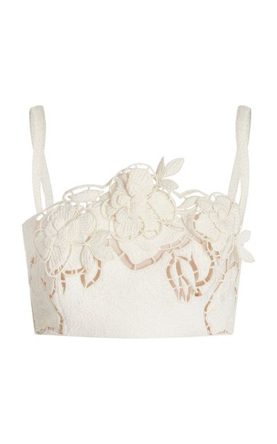 Oscar de la Renta Oscar de la Renta Floral Tweed Crop Top