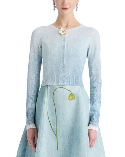 Oscar De La Renta Oscar de la Renta Flower Button Printed Cardigan