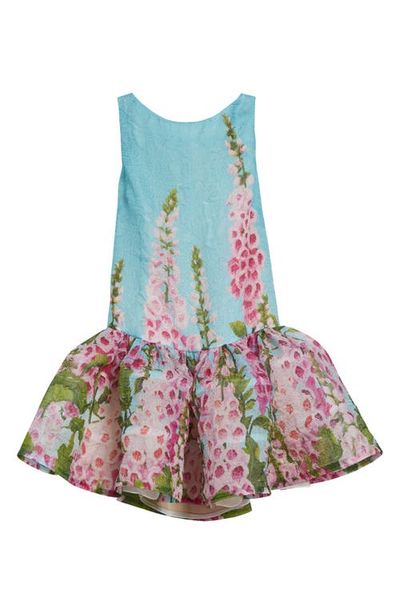 Oscar de la Renta Oscar de la Renta Foxglove Sleeveless Silk Blend Fit & Flare Dress