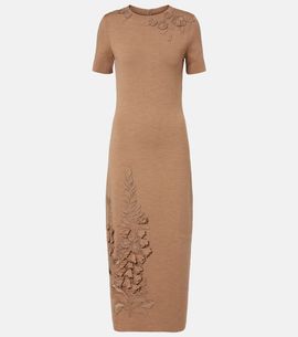 Oscar de la Renta Oscar de la Renta Foxgloves wool-blend midi dress