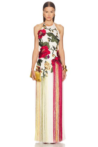 Oscar de la Renta - Halter Neck Embroidered Gown