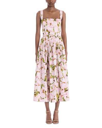 Oscar De La Renta Oscar de la Renta Iris Cotton Stretch Watercolor Dress