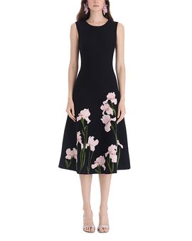 Oscar De La Renta Oscar de la Renta Iris Jacquard Sleeveless Midi Dress