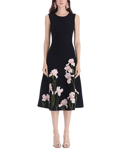 Oscar De La Renta Oscar de la Renta Iris Jacquard Sleeveless Midi Dress