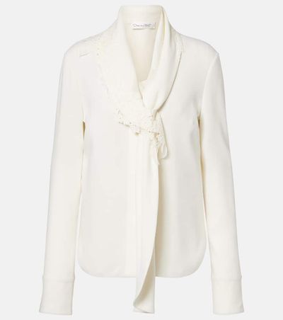 Oscar de la Renta Oscar de la Renta Lace-trimmed silk-blend georgette blouse