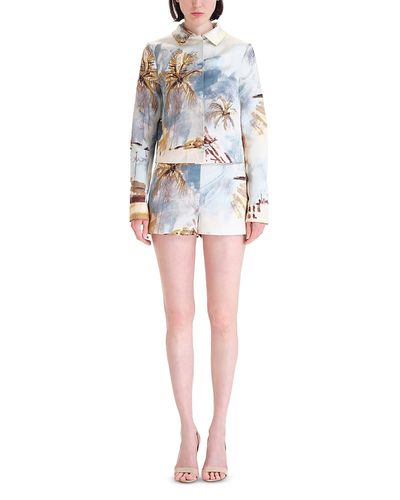 Oscar De La Renta Oscar de la Renta Long Sleeve Beach Landscape Satin Jacket