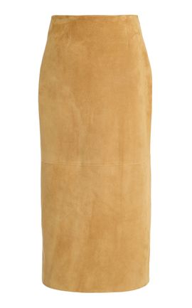 Oscar de la Renta Oscar de la Renta MidRise Suede Pencil Skirt