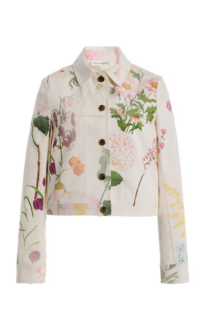 Oscar de la Renta Oscar de la Renta Mixed Botanical CottonDenim Jacket