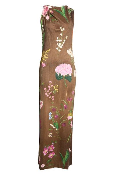 Oscar de la Renta Oscar de la Renta Mixed Botanical Milano Jersey Dress