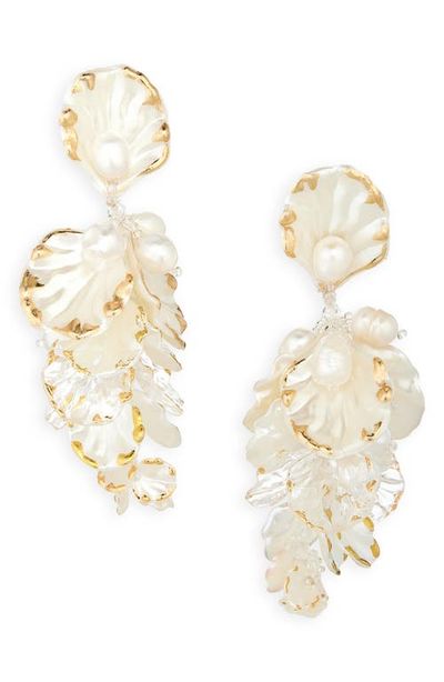 Oscar de la Renta Oscar de la Renta Mixed Petals Drop Earrings