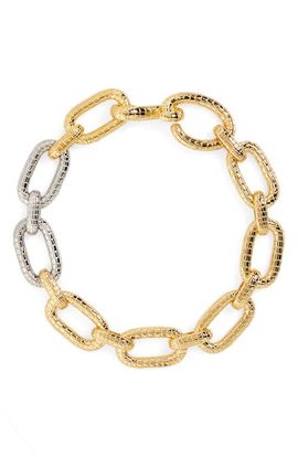 Oscar de la Renta Oscar de la Renta Mosaic Two-Tone Chain Link Necklace