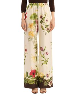 Oscar De La Renta Oscar de la Renta Multi Floral Silk Twill Pants