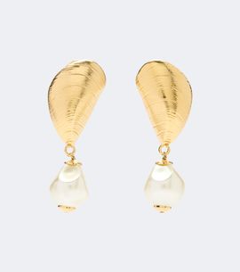 Oscar de la Renta Oscar de la Renta Mussel embellished clip-on drop earrings
