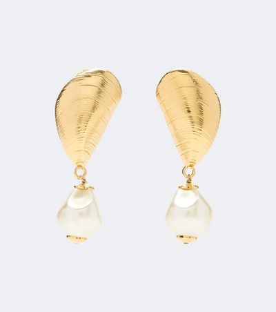 Oscar de la Renta Oscar de la Renta Mussel embellished clip-on drop earrings